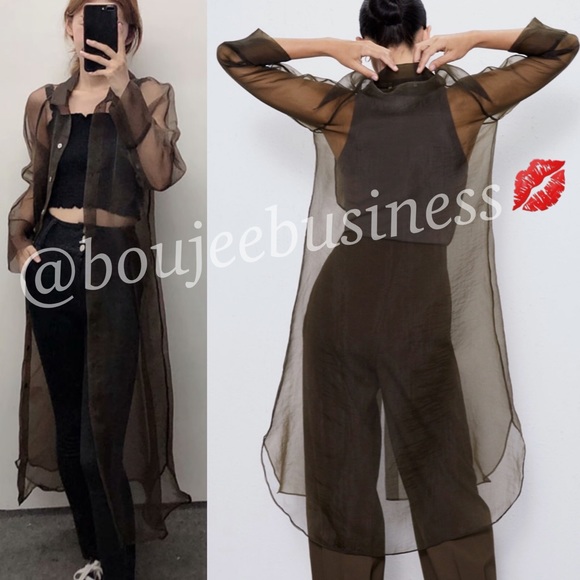 ZARA Long Organza Shirt - Picture 8 of 11